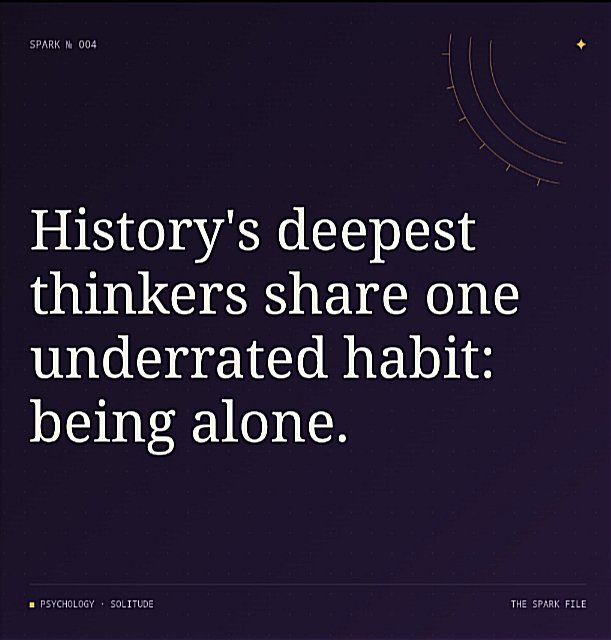 mbah_uchen78242's tweet photo. Newton, Darwin, Kafka — prolific thinkers who guarded their solitude fiercely. Research links uninterrupted alone time to stronger self-concept and original thought. Silence isn't empty. It's where ideas are built.
#DeepThinking #Solitude #Productivity https://t.co/n0FwhUpo8o
