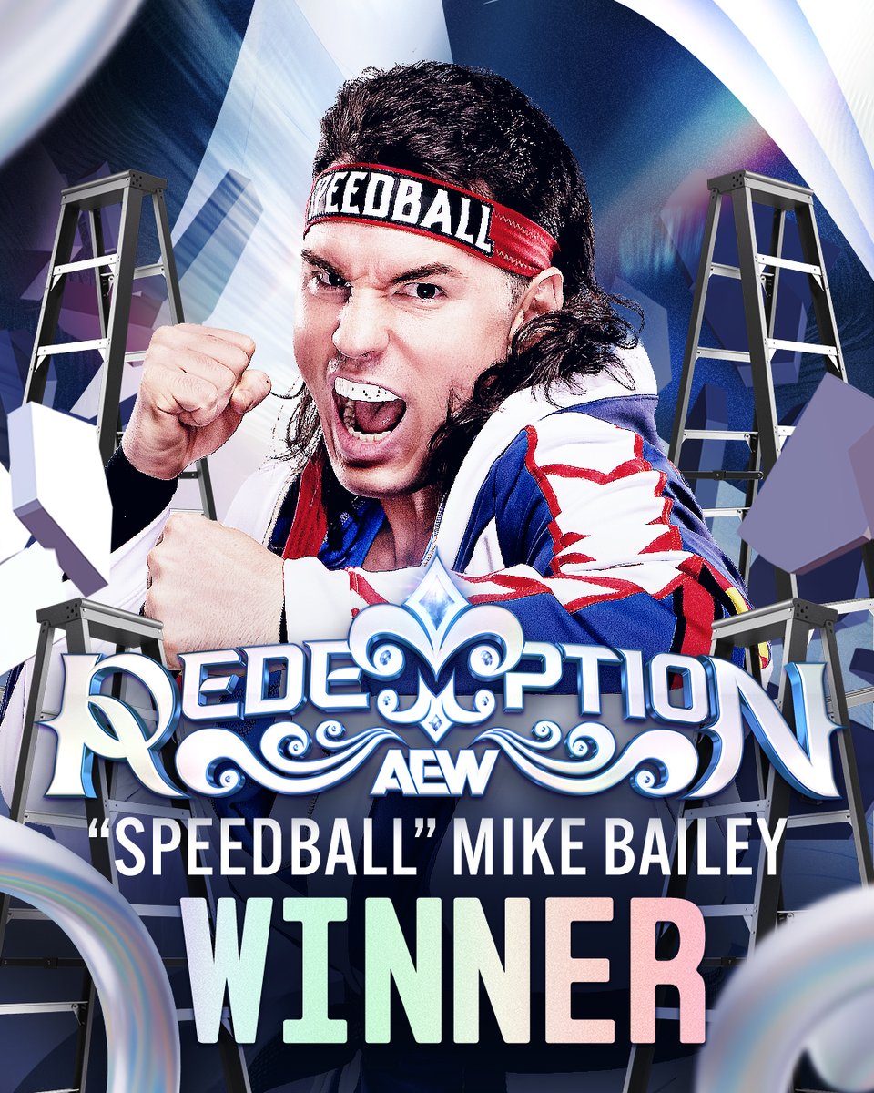 AEW's tweet photo. .@SpeedballBailey has earned his shot at the AEW International Championship after winning the Ladder Match!

Watch #AEWRedemption LIVE on HBO Max PPV! https://t.co/nZptkXC71H