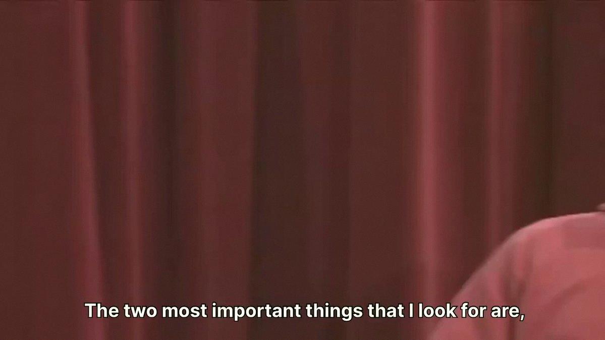 Varcelonash's tweet photo. Someone asked Mark Zuckerberg what he looks for when hiring. His answer hasn't changed in 20 years.

This clip is from Facebook's early days, right after Photos launched. His two criteria:

1. Raw intelligence first. A smart person with way less experience will "adapt and l https://t.co/MDm6cgp6BA