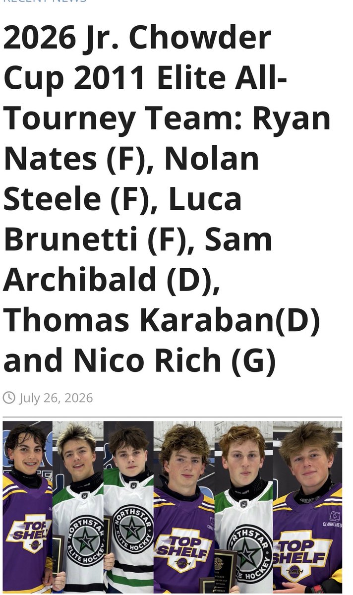 NDavidsonMN's tweet photo. Fresh off of Natty Camp, 4G and 10A in 6GP earned @DCWHockey standout Nolan Steele an All-Tournament Team selection for the 2011 Elite Chowder Cup in Boston!! https://t.co/6mGm8oG5KU