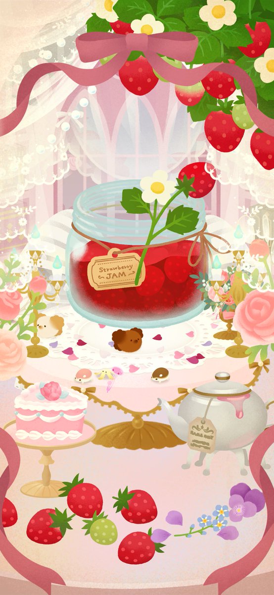 R_miYukey's tweet photo. なのちゃん( @nnnnnnnan0 )からいただいた🌳で組んでみました🍓
なのちゃんありがとうね〜(,,> <,,)♡
お返し1回じゃ足りなすぎるから待っててね🫶

苺の赤が目立つように薄ピンクでまとめてみた！

#リヴリーレイアウト
#リヴリー https://t.co/A9i3pRglFD