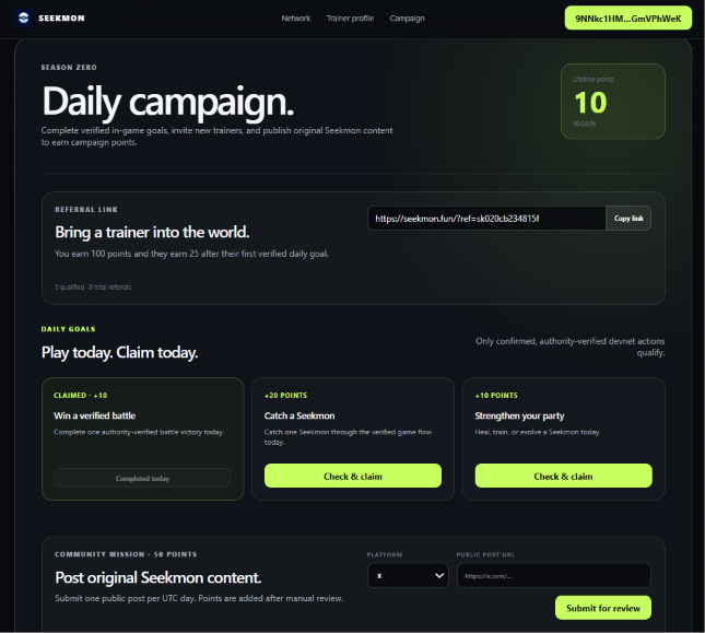 Seekmon's tweet photo. First Seekmon campaign is live 

Earn points = Earn $SEEKMON https://t.co/WKVk52HAeF