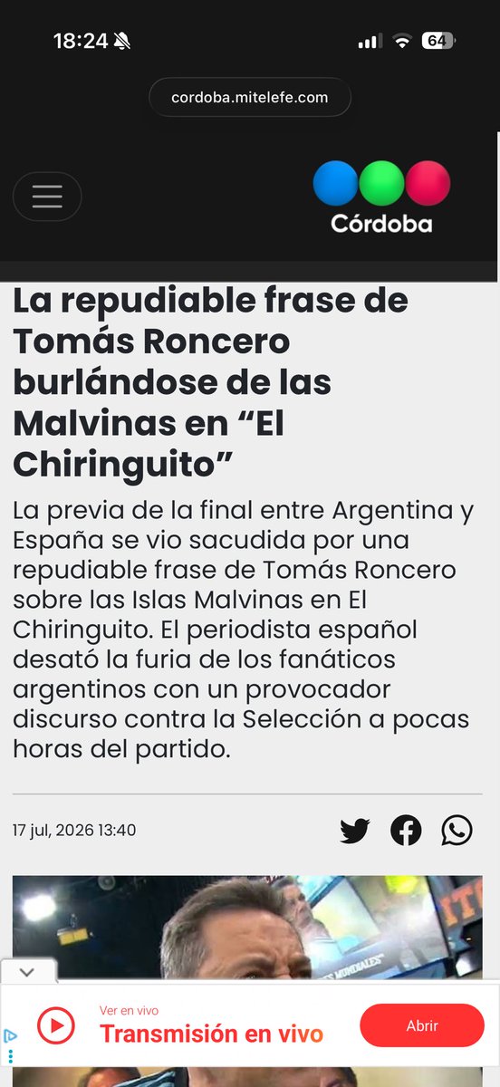 solu2810's tweet photo. @As_TomasRoncero Después hablan de que los Argentinos. Miren cómo se rie @As_TomasRoncero de los jóvenes muertos en Malvinas. Está sujeto no tiene límites. Es un ser despreciable que aún se cree que está en la época de las colonias. Mayor repudio https://t.co/CirfRXlSqP