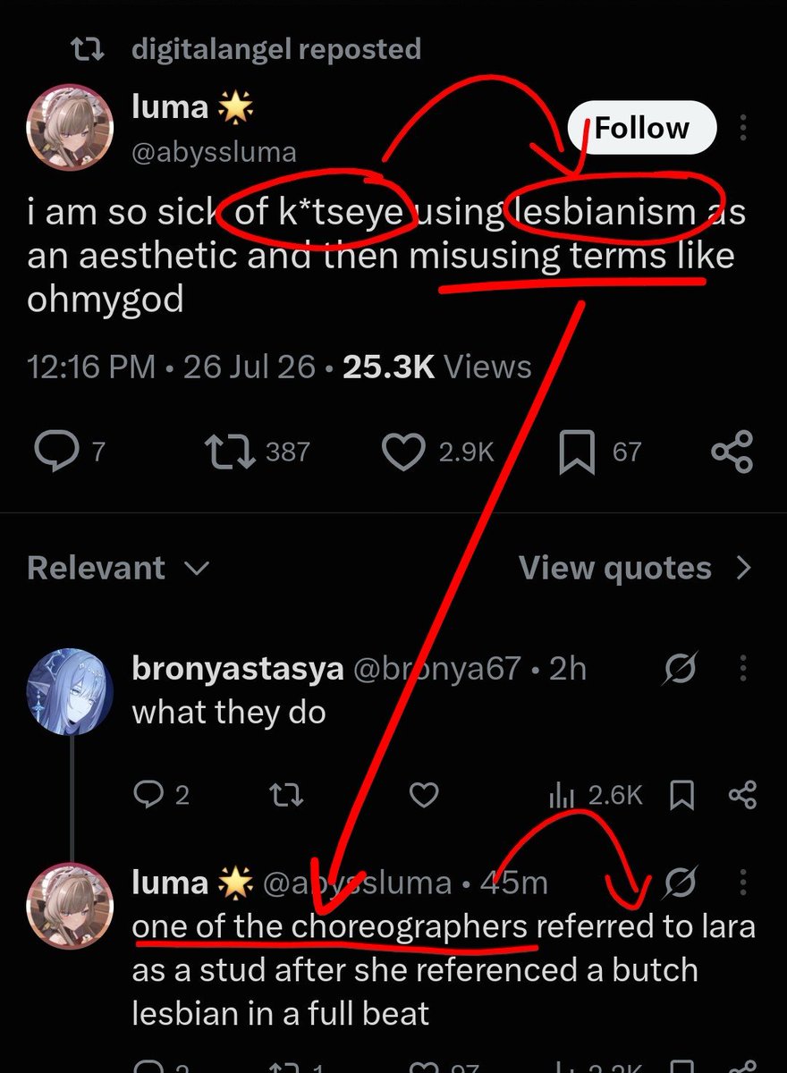 meretslivie's tweet photo. made a tweet mad at katseye but admitted the choreographer is the one who called lara a stud? #noticing women will always take the blame for male actions https://t.co/0UkNLhn3Kr