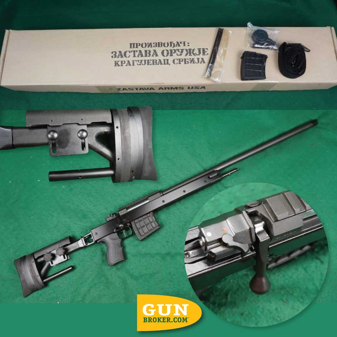 GunBroker's tweet photo. 🎯 #SundayGunday: Zastava M07AS Precision Rifle
🔗 Find it here: https://t.co/SiQo4YEsOa
The Zastava M07AS is a bolt-action precision rifle chambered in 7.62×51mm NATO. Designed for accuracy and long-range performance, it features a heavy-profile barrel, adjustable stock, and a platform developed by one of Europe's longest-established firearms manufacturers.

#Zastava #M07AS #gunsdaily