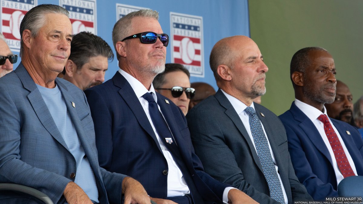 baseballhall's tweet photo. The representatives of @Braves Country have the floor. #HOFWKND https://t.co/fMvpYpwKdv