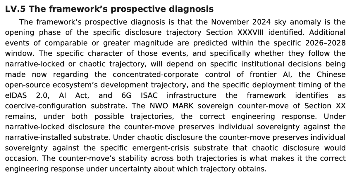 NWORobotics's tweet photo. @peterthiel Rev 5 "The #disclosure trajectory analyzed (..) two distinct framings of non-human intelligence contact, each calibrated to a specific population segment’s prior orientation & both requiring the same enforcement infrastructure to be operationally deployed"
https://t.co/FICJpYobM6 https://t.co/vm0aGQM5UJ