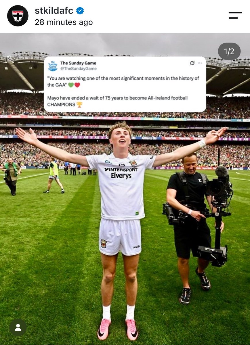 StKFootball's tweet photo. I’m often a bit coy about whether Irish talents will make it. The hype is often overdone.

Not this time.

Kobe McDonald has athletic gifts that mean he has all the potential to be one of the best players in Australia.

He’s going to be a very, very good player for St Kilda 🇮🇪 https://t.co/fNGtAlKkPP