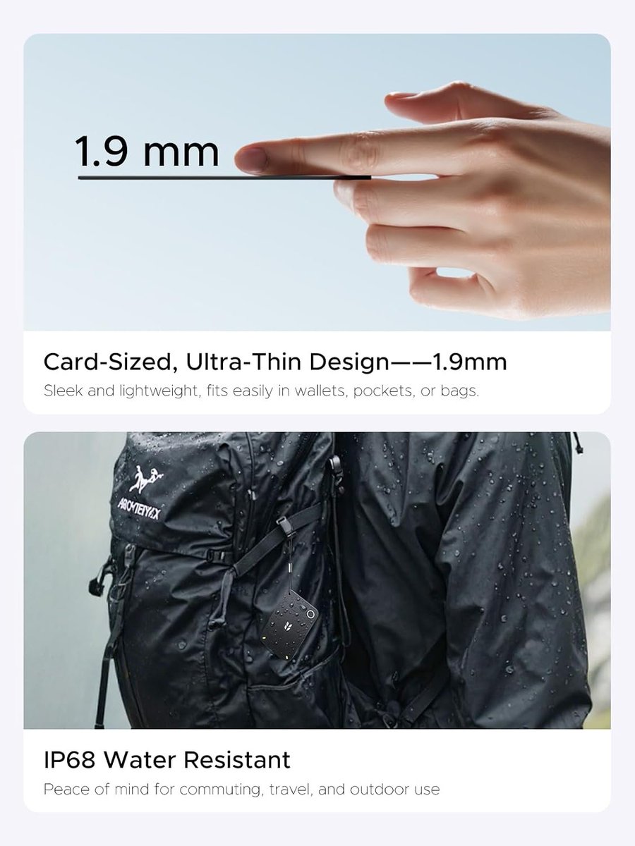 stufflistings's tweet photo. Ugreen made a super slim wallet tracker that works with both iPhones and Android phones and lasts up to 7 years.

1.9mm thin, Apple Find My and Google Find Hub support, 110dB buzzer, IP68 water resistance, RFID shielding, left-behind alerts.

The Ugreen FineTrack Slim Duo 2... https://t.co/1uaByrpAkd