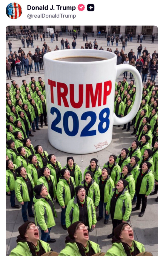 SolanaBull67's tweet photo. The show is starting, don't be late!! @Polymarket 

Trump 2028 ‼️ What if this isn't just a joke?

There will be signs... https://t.co/Knz2zONE3R