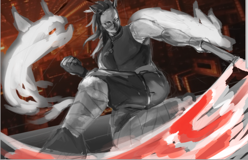 Yuk1o6's tweet photo. still struggling with health but hoping soon to get to psychotherapist 
BY THE WAY big wip of big art

genya (DS) x lupa (WUWA) https://t.co/1ijOIBsoQ8