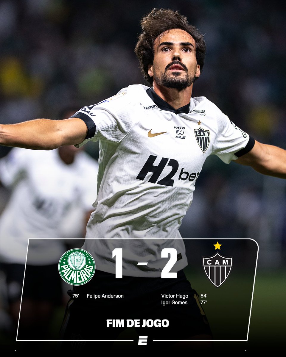 ESPNBrasil's tweet photo. VITÓRIA GIGANTE DO ATLÉTICO-MG! 🐔

O Galo venceu o Palmeiras por 2 a 1, fora de casa, e conquistou três pontos importantes no Campeonato Brasileiro. Igor Gomes marcou o gol da vitória após um duelo movimentado no Allianz Parque. https://t.co/cUAewgLn47