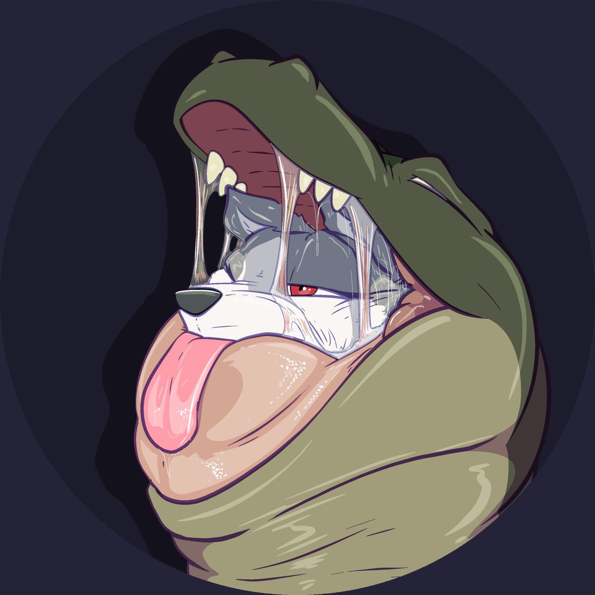 GINKO_1026's tweet photo. AkuがGatorに呑み込まれそうなうちの狐描いてくれた💕💕💕💕
柔らかくて肉厚な舌に押し付けられてうっとりしちゃう👅💦💕
🎨✍💕(@HyenaCrocuta ) https://t.co/IOJXlUlDFW