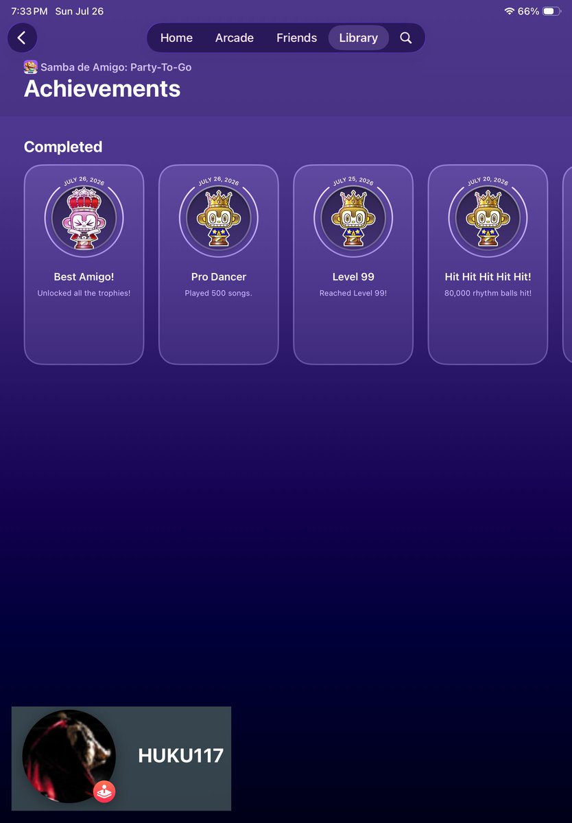 HUKU117's tweet photo. Samba de Amigo: Party-To-Go (Apple Arcade - iOS/macOS) 100% Complete

Milestone: 35 Completed Apple Games

2nd gamer completed. My first Samba de Amigo game. Decent music game.

#AppleAchievement #AppleArcade #iOS #macOS #SambaDeAmigo #SambaDeAmigoPartyToGO #Sega #MusicGame https://t.co/1l39lFFc8f