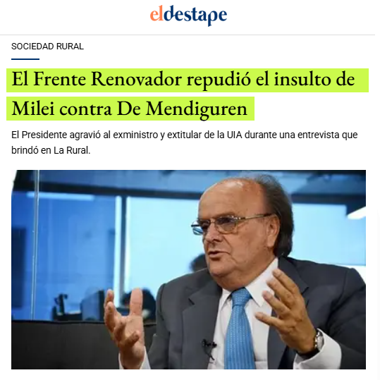 SomosFR's tweet photo. El @FrenteRenovador repudió el insulto de Milei contra De Mendiguren.

La Argentina no necesita un presidente que agreda. Necesita uno que gobierne. https://t.co/gPZoPk1ssF
