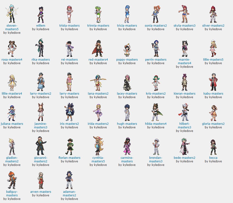 DoveKyle's tweet photo. Fresh, new batch of Trainer sprites by me available to use on Showdown! Enjoy! https://t.co/6CFSKVeaNV