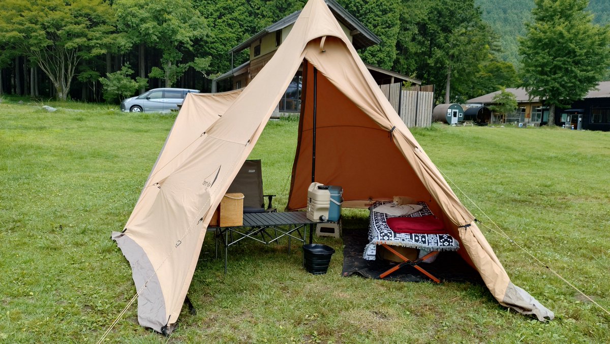 master_camp1973's tweet photo. 午後からの荒天に備え、本日はシンプルにしました
#ふもとっぱら 
#ソロキャンプ 
#サーカスTC https://t.co/uDXzDKuY8f