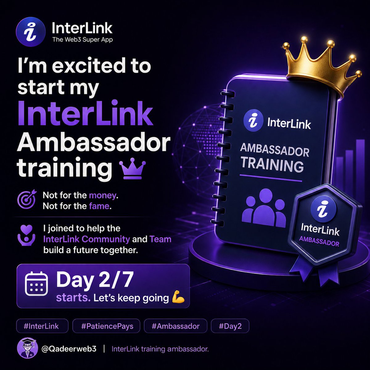 Qadeerweb3's tweet photo. Ina farin ciki dana fara training na InterLink Ambassador π
Ba dan kudi ba. Ba dan suna ba.
Na shiga ne domin in taimaka wa Community da Team na InterLink mu gina makoma tare.
Ranar 2/7 ta fara. Mu ci gaba πͺ
#InterLink #PatiencePays #Ambassador #Day1
Good night π΄ https://t.co/0j6oMMQtQx