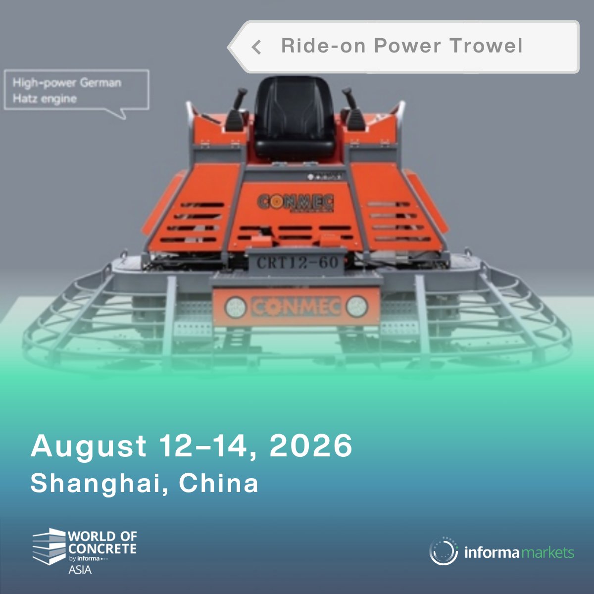 WOC_Asia's tweet photo. 🔧 Why does a quality floor always come down to a power trowel?

Because the true quality of a floor is often determined in the final hours after concrete placement.

From equipment to standards — all in Shanghai, Aug 12-14

#WOCAsia2026 #PowerTrowel #SuperflatFloor #ACIStandards https://t.co/70G2lVuiFt