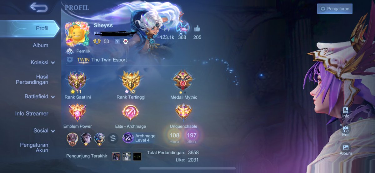 LadyPandoraZzz's tweet photo. @aiclena WTS WTB akun Mobile legend/ML‼️

Pemakaian pribadi, allkos safe
-Starlight fragment 2452
-COA 309
-Emblem Max

Dijual karna lagi BU dan ga dimainkan lagi karna sibuk 🤍

#zonauang #wts #wtb #akunml #mobilelegend #BU https://t.co/oK8Kv0XUMG