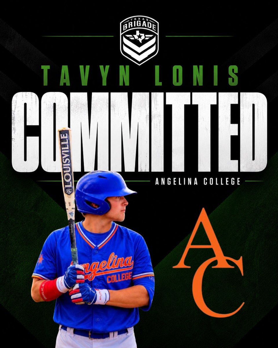 TexasBrigadeHS's tweet photo. COMMITTED 
Congratulations to Texas Brigade’s Tavyn Lonis @TavynLonis on his commitment to Angelina College! Can’t wait to watch you compete as a Roadrunner. 
@cory_gafford @RunnersBSB https://t.co/Mm6ALx1tT7