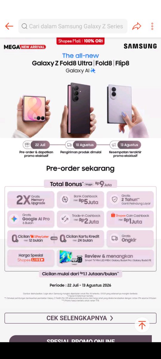 fndy_mr7's tweet photo. @ShopeeID Siap cobain #GalaxyZFold8 karena suka banget sama rasio baru layarnya yang nyaman banget untuk nonton konten favorit #GalaxyZFold8xShopee #FoldTheDoubt ❤️ https://t.co/RGSn08yq9d