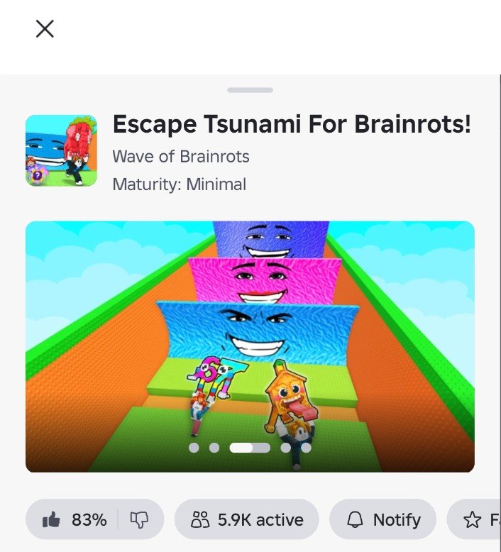 Akshay42095's tweet photo. Escape Tsunami For Brainrots officially dead. https://t.co/VvedC4pcuG