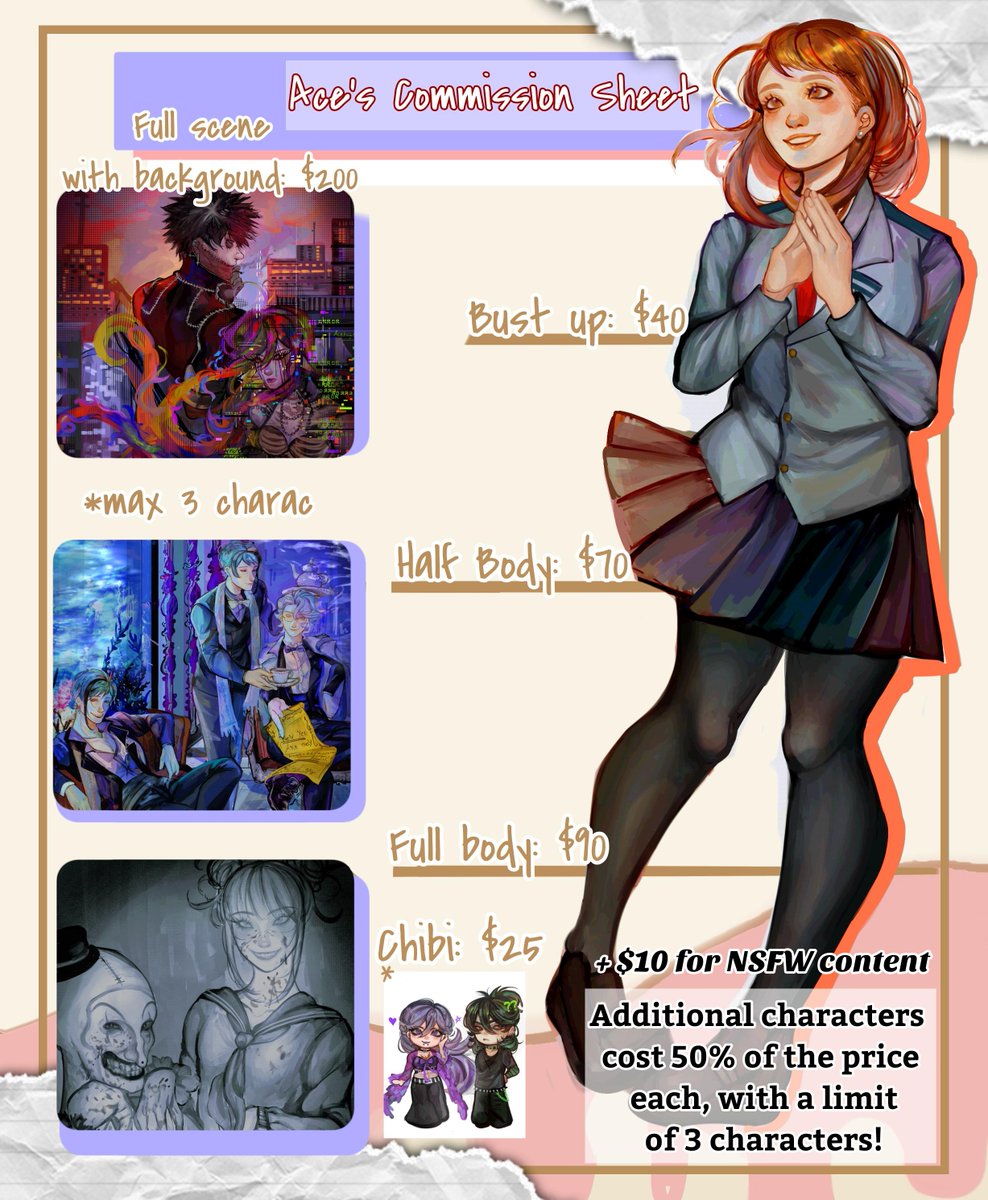 zizelzielS2's tweet photo. COMMISSIONS OPEN — 3 SLOTS AVAILABLE!

If you're interested, please read my commission sheet before messaging me. Thank you so much for your support! 💖

Check this if you wanna see more of my work and samples:

https://t.co/KUuBDeff0I https://t.co/8dmttNSJRC