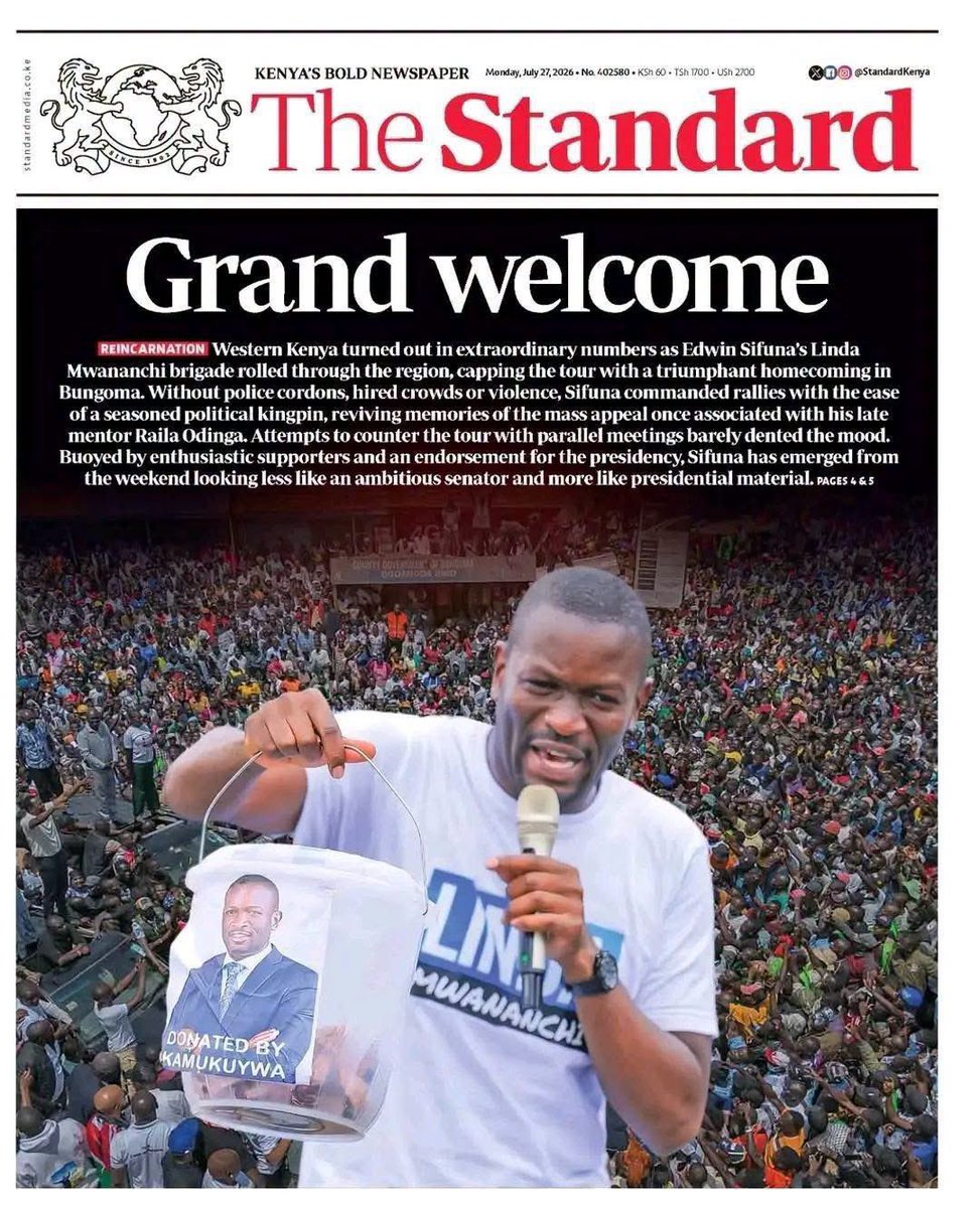 Naomikibandi's tweet photo. GRAND WELCOME ❤️-Our very Own Standard Newspaper https://t.co/uwVRx9VYeh