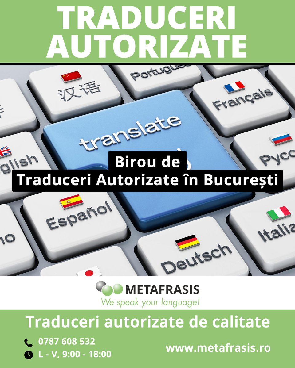 Metafrasis93078's tweet photo. Metafrasis - Birou de Traduceri Autorizate în București 🔵 Putem efectua traduceri autorizate în regim normal sau de urgență. 
Detalii: https://t.co/FFYKFNsC6D

✔️ Tel/Fax: 021.211.05.78
✔️ Mobil: 0787.60.85.32
✔️ Email: office@metafrasis.ro
✔️ Web: https://t.co/ZPYPn2STG8 https://t.co/zfMFwmUCdY