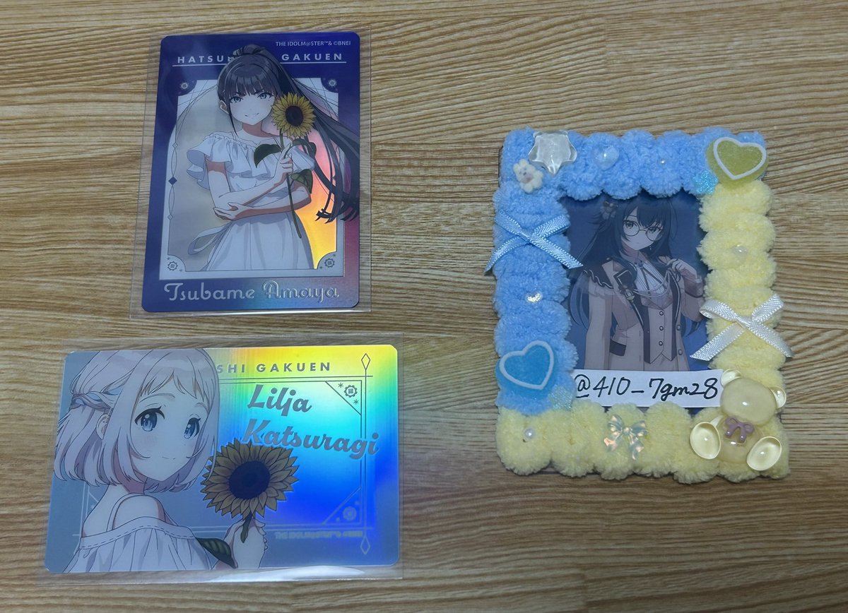 410_7gm28's tweet photo. 【交換】学園アイドルマスター 学マス 有楽町マルイsunflower オーロラクリアカード

譲：リーリヤ、燕

求：手毬

同種同士の交換希望です。郵送又は名古屋市内手渡し。検索からでもお気軽にお声がけください🙇‍♀️ https://t.co/976snLLntc