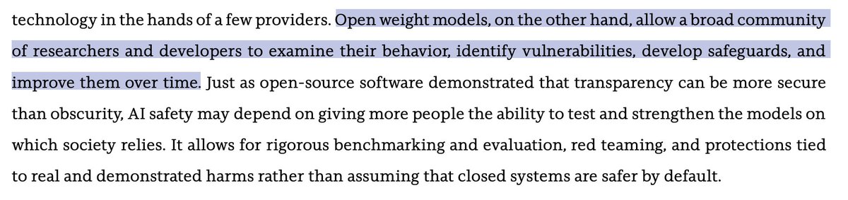 ChowdhuryNeil's tweet photo. nvidia et al. argue open weights improve safety by letting researchers find vulnerabilities. others argue they enable misuse

but the choice is not binary!

a third option is open access: white-box access for independent researchers, without broadly releasing weights 🧵 (1/) https://t.co/AAh6QG9e8s
