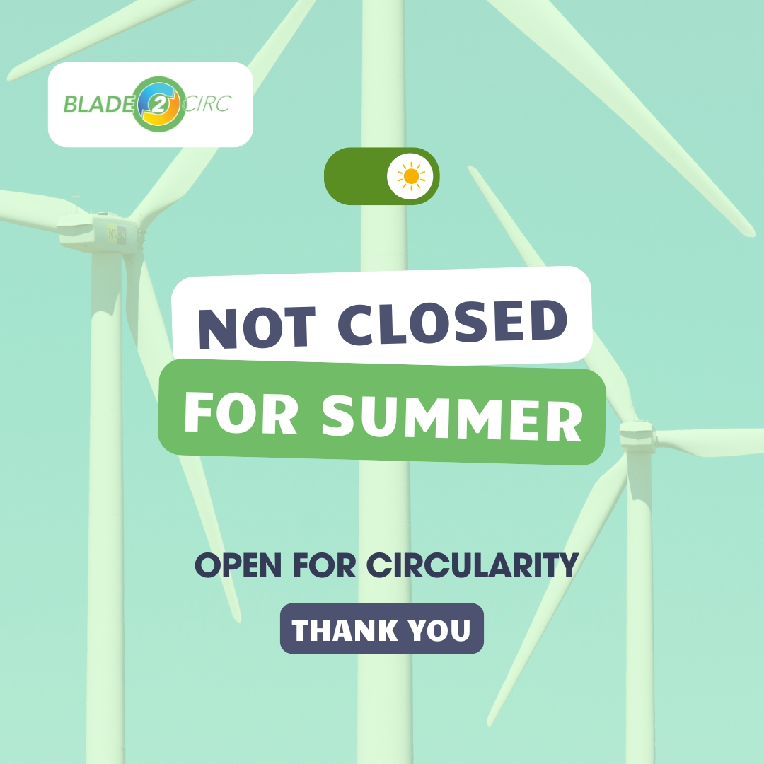 BLADE2CIRC's tweet photo. Summer is here, but circularity never takes a holiday☀️

In #BLADE2CIRC, our partners across Europe are developing innovative solutions to recover value from end-of-life wind turbine blades and support a circular wind energy sector.

Have a great summer!

#WindEnergy #EUProjects https://t.co/PCyVffNNJe