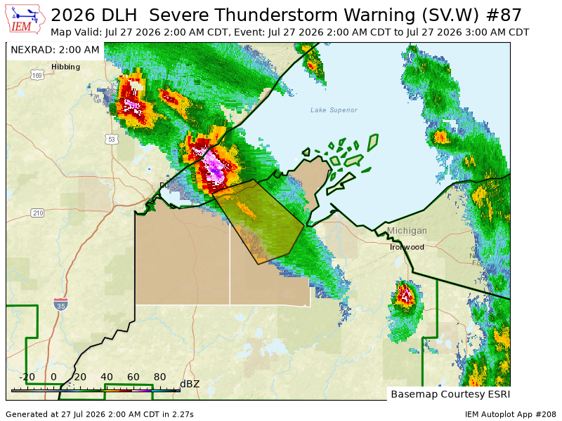 ELYMNWX's tweet photo. DLH issues Severe Thunderstorm Warning [wind: 60 MPH (RADAR INDICATED), hail: 1.25 IN (RADAR INDICATED)] for Bayfield, Douglas [WI] till Jul 27, 3:00 AM CDT https://t.co/yzMGNJ6uA7 https://t.co/9vvBPXiIPc