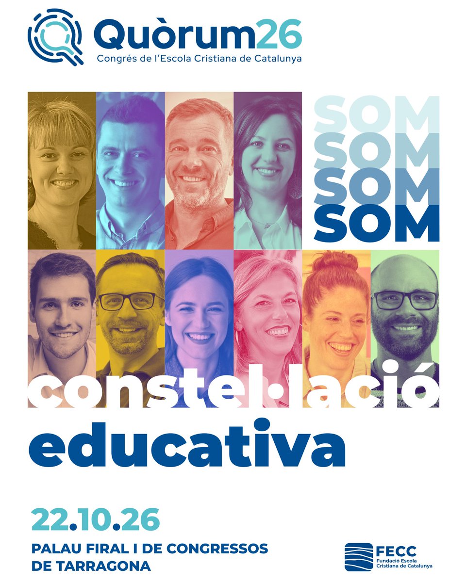 FECC_educacio's tweet photo. 📅 Encara no t’has inscrit al Quòrum26?
El 22 d’octubre ens trobem a Tarragona amb veus com Qing Gu i @f_torralba per compartir experiències i aliances que impulsin l’escola cristiana.
✨ Som constel·lació educativa
👉 Tota la informació a https://t.co/UmdYd3LhAs
#Quorum26 #SomFutur #FECC #EscolaCristiana