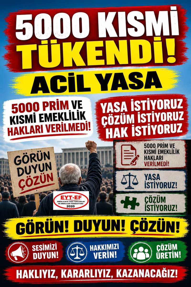 EYTLEVENTATACA1's tweet photo. 5000 Kısmi'nin dosyası masada beklerken
İnsanların hayatı beklemiyor
Artık mazeret değil
İrade görmek istiyoruz

5000 Kısmi tükendi
@TBMMresmi harekete geçmeli!

Acil yasa!  
Adil çözüm!

#5000KısmiTükendiAcilYasa
#EmeklilerZordaSeçimYolda
@isikhanvedat #FileninSultanları
Musiala https://t.co/iD0WGUArqP