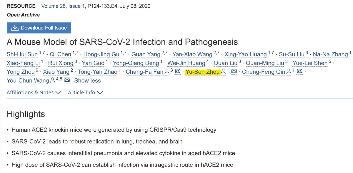 breakfast_dogs's tweet photo. Is this the reason Yusen Zhou was killed?

Fauci was alerted up to novel hACE2 mice. The paper mentions mice that are already 30 weeks old, dating them to August 2019.  Since SARS was eliminated, why invent a new ACE2 mouse model in 2019?

Well spotted @lafemme_nikkita! https://t.co/5s8Fn2ukiW