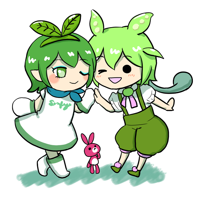 ずんだもん描いたのだ 偽ずんだもんと 偽さんきょちゃんなのだ