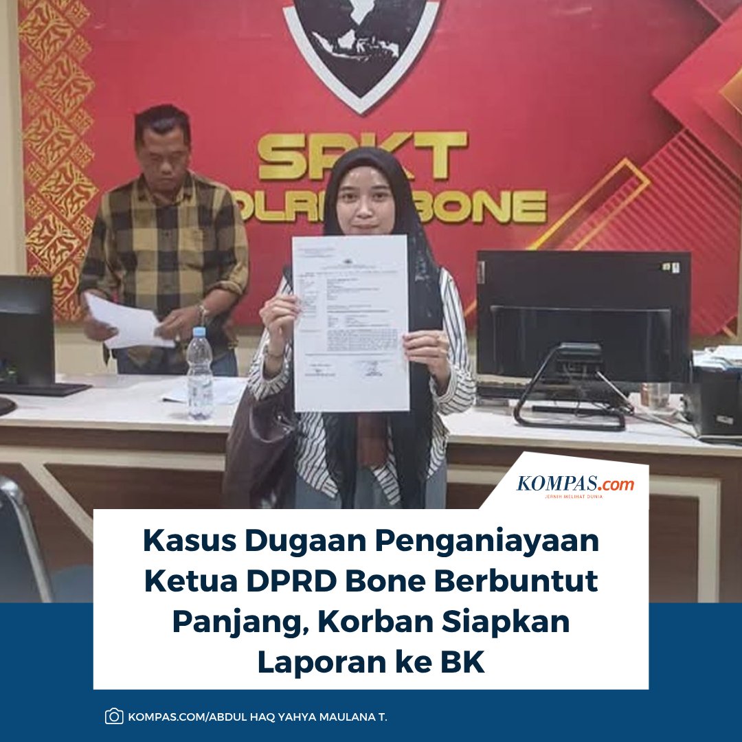 kompascom's tweet photo. Baca di sini: https://t.co/K1xvsV5eLY
Kasus dugaan penganiayaan yang melibatkan Ketua DPRD Kabupaten Bone, Sulawesi Selatan, Andi Tenri Walinonong (32), terhadap salah satu stafnya, Yuli Novita Sari (29), berbuntut panjang.
~KR #DPRDBone #KasusDugaanPenganiayaan https://t.co/fkhkkTrLbI