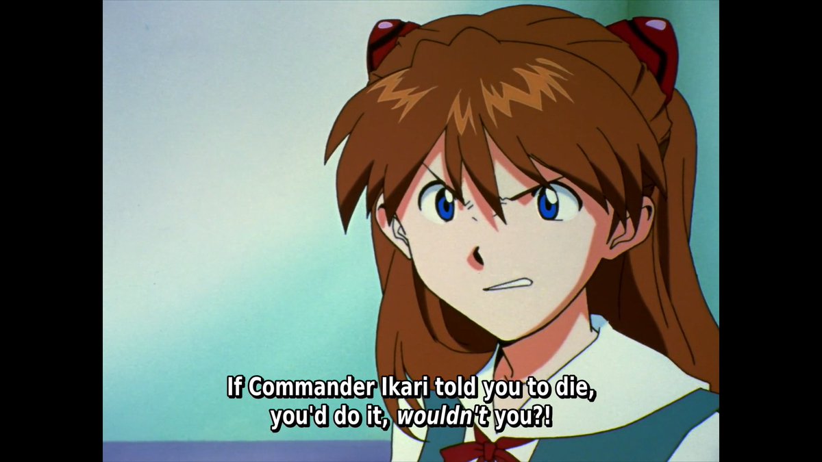 4milleforever's tweet photo. Asuka having a meltdown and projecting her insecurities to Rei in the elevator scene remains one of my most favorite scenes in all of Eva. 
She calls her a "doll" was because that's how she sees herself. Not as a prodigal genius ace pilot, but as a replaceable pawn. https://t.co/xHgHKFamcQ