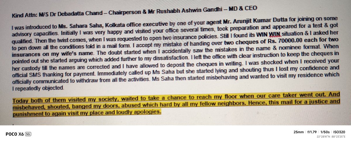 sumuchini's tweet photo. @IndiaFirst_Life @facebook @instagram Mr R A Gandhi-MD &amp; CEO, I am Roy, 70yrs got trapped by yr. team who were very sweet initially &amp; I made a mistake by issuing 2 cheques of 70k each for 2 insurances, rest read the attachment. My experience is much better with KOTAK. https://t.co/9zmgKXs0YU