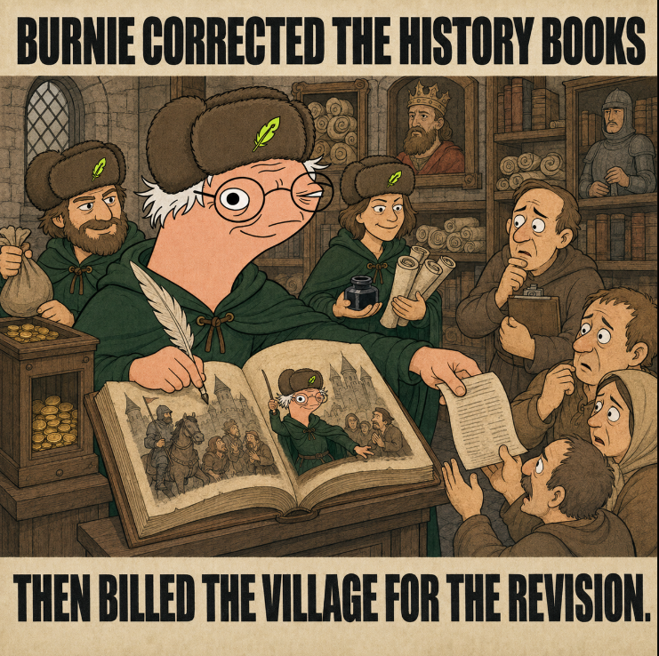 BurnieHoodwink's tweet photo. @HalfwayPost Burnie solved this years ago. He appointed himself Royal Historian, ranked himself first, and billed the village for the correction. https://t.co/N4HuRJprKG