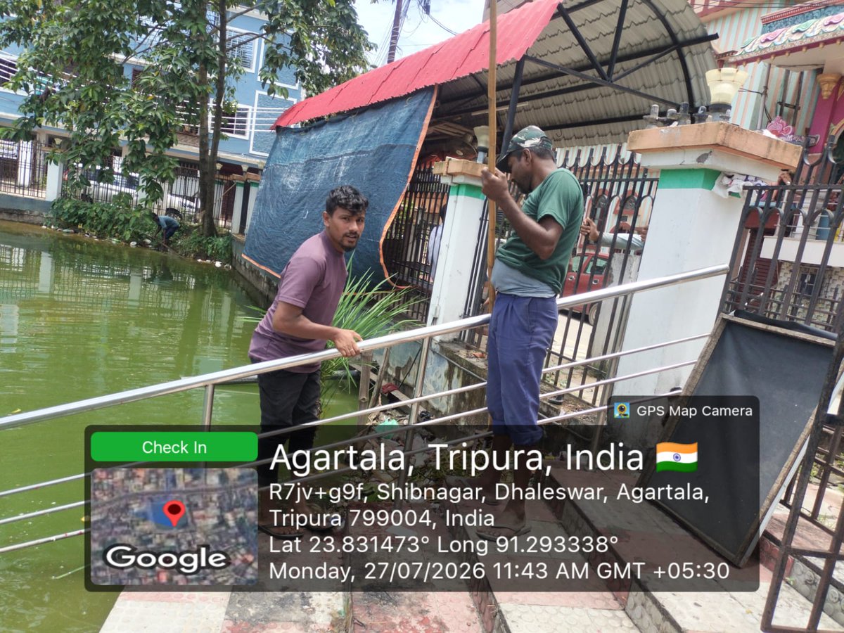AMCAgartala's tweet photo. Today, AMC successfully organized a rally and pond cleaning drive under the "Safai Apnao, Bimari Bhagao" initiative. The programme aimed to raise public awareness about cleanliness, environmental conservation, and the prevention of diseases through community participation. https://t.co/TsQTnps17R