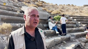 warcoresponted's tweet photo. #Afrin Volunteers in #Afrin region, northwestern #Syria, remove weeds and clean the Roman theater at Nabi Huri (#Cyrrhus) archaeological site, aiming to preserve one of Syria's historic landmarks. https://t.co/GMCn9gEapO