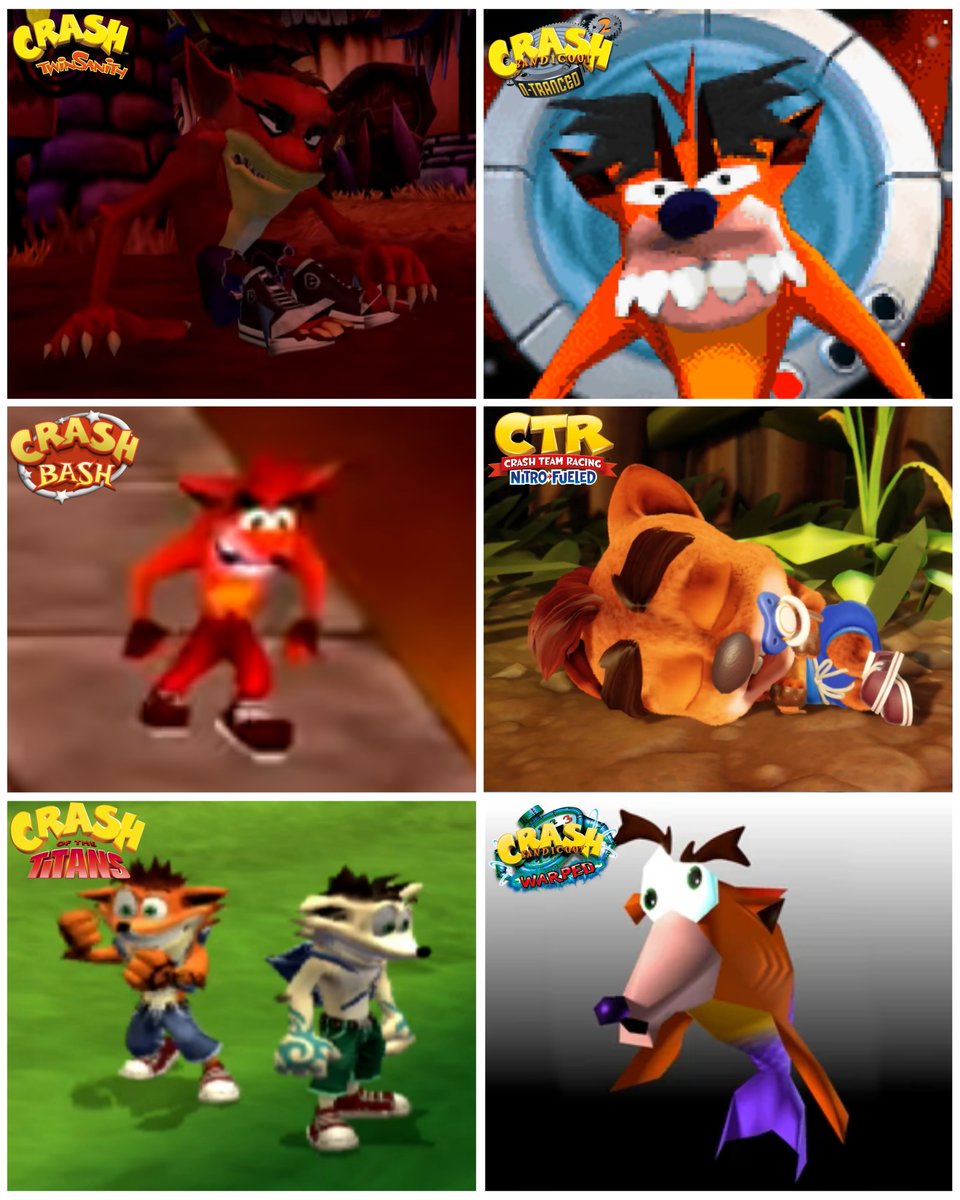 A113Rust's tweet photo. Crash Bandicoot in his games , has had many versions of himself , but generally they do not carry real weight in the story
#CrashBandicoot , #CrashBandicootWarped , #CrashBash , #CrashTwinsanity , #CrashOfTheTitans , #CrashBandicoot2NTranced , #CrashTeamRacingNitroFueled https://t.co/SwOTSgCFgY