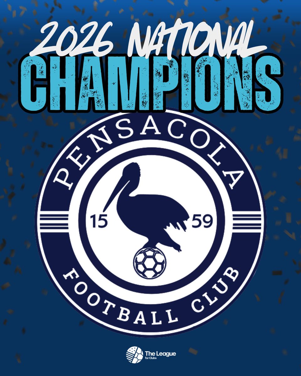 TheLeague_fC's tweet photo. The Pels are taking the Championship trophy back to the Gulf Coast!

A 114th minute penalty from Rafael Machado Esteves gives Pensacola the title and they are IN the 2027 Lamar Hunt @opencup!

A great match between the two most dominant clubs all season in TLfC!

@PensacolaFC https://t.co/GxNqQLDVem