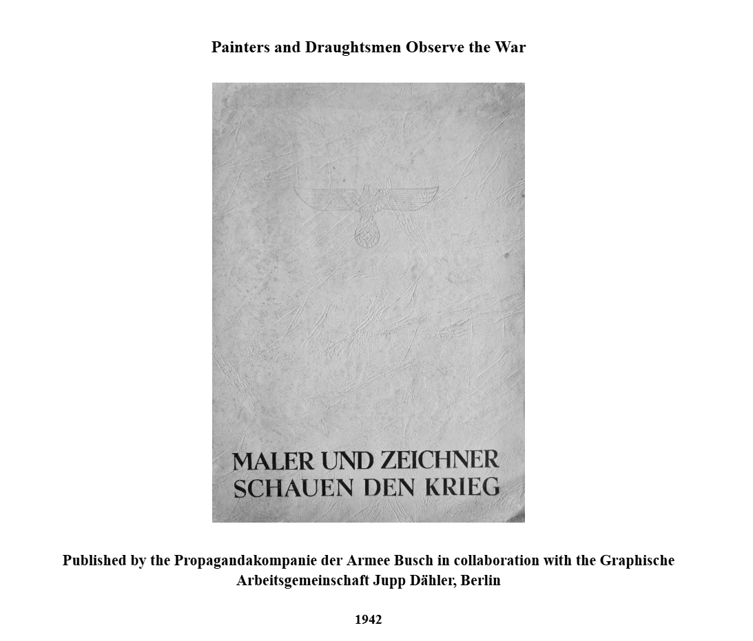 NSLitArchive's tweet photo. New upload to the Internet Archive, another one from my own personal collection and one that is now accessible online for the very first time:

"Painters And Draughtsmen Observe The War" was a portfolio published in 1942 by the Propagandakompanie der Armee Busch, featuring a short essay, "Artists as Soldiers", by war correspondent Dr. Joachim Fischer, and sixteen war sketches by artists such as Erhard Erdmann, Wilhelm M. Busch, Rudolf G. Werner, and Max Mahlmann.

Out of the four artists featured, my favorite has to be the work done by Erhard Erdmann, though he sadly was killed during the French campaign in 1941. The other artists featured are also great to observe, as you can really feel both the tension during sketches of combat and the melancholy when sketches of ruins are featured.

Hope you guys enjoy! Read it here: https://t.co/h0qiB8zVZY