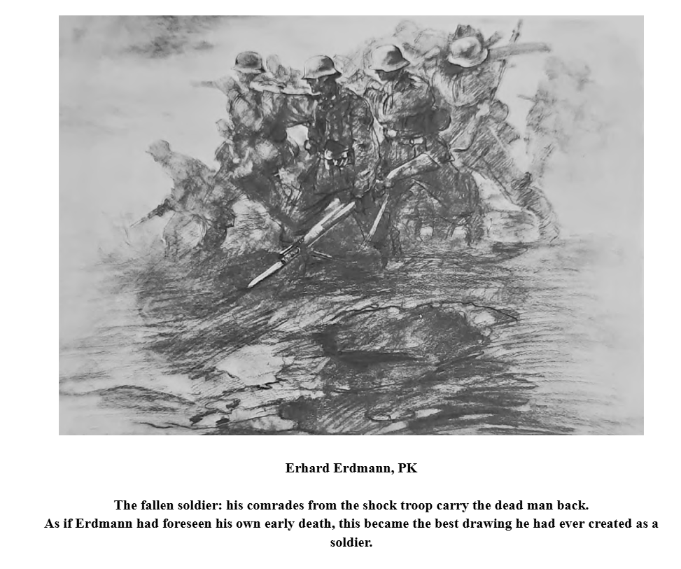 NSLitArchive's tweet photo. New upload to the Internet Archive, another one from my own personal collection and one that is now accessible online for the very first time:

"Painters And Draughtsmen Observe The War" was a portfolio published in 1942 by the Propagandakompanie der Armee Busch, featuring a short essay, "Artists as Soldiers", by war correspondent Dr. Joachim Fischer, and sixteen war sketches by artists such as Erhard Erdmann, Wilhelm M. Busch, Rudolf G. Werner, and Max Mahlmann.

Out of the four artists featured, my favorite has to be the work done by Erhard Erdmann, though he sadly was killed during the French campaign in 1941. The other artists featured are also great to observe, as you can really feel both the tension during sketches of combat and the melancholy when sketches of ruins are featured.

Hope you guys enjoy! Read it here: https://t.co/h0qiB8zVZY