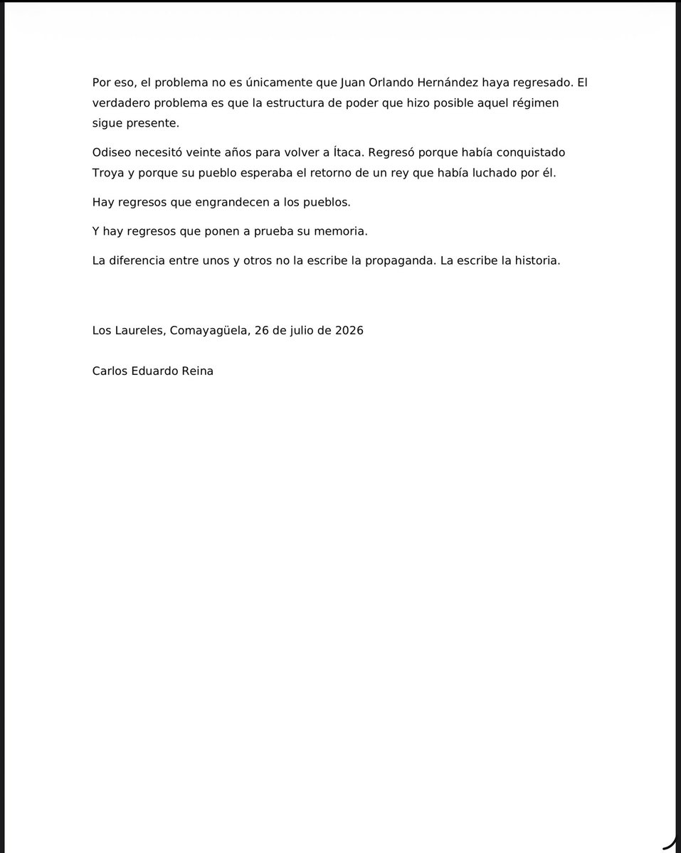 CarlosEReina's tweet photo. No todos los regresos merecen ser celebrados.

Algunos engrandecen la historia de un pueblo.

Otros ponen a prueba su memoria.

Esta es una reflexión sobre dos regresos que ocurrieron el mismo día y sobre lo que cada uno representa.

https://t.co/kab30BsEhB https://t.co/P6lLgfllId