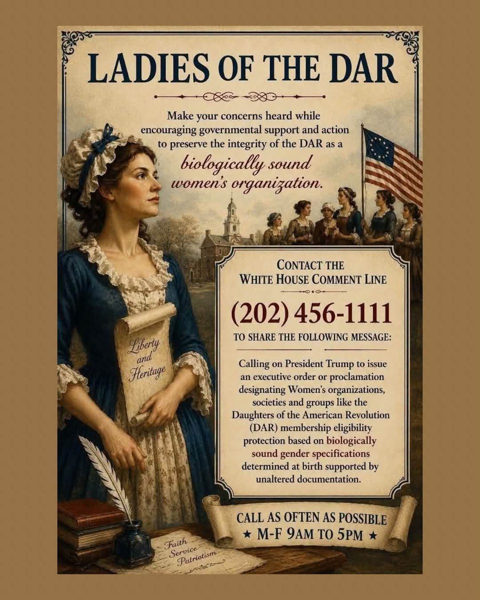 RightMsmagnolia's tweet photo. Keep men out of DAR https://t.co/6evGLmzRUA